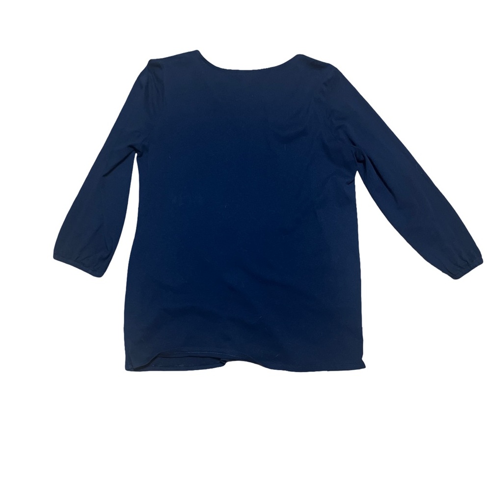 J. Jill Navy Blue Tunic Top with Floral Embroidery Size S - Picture 6 of 8